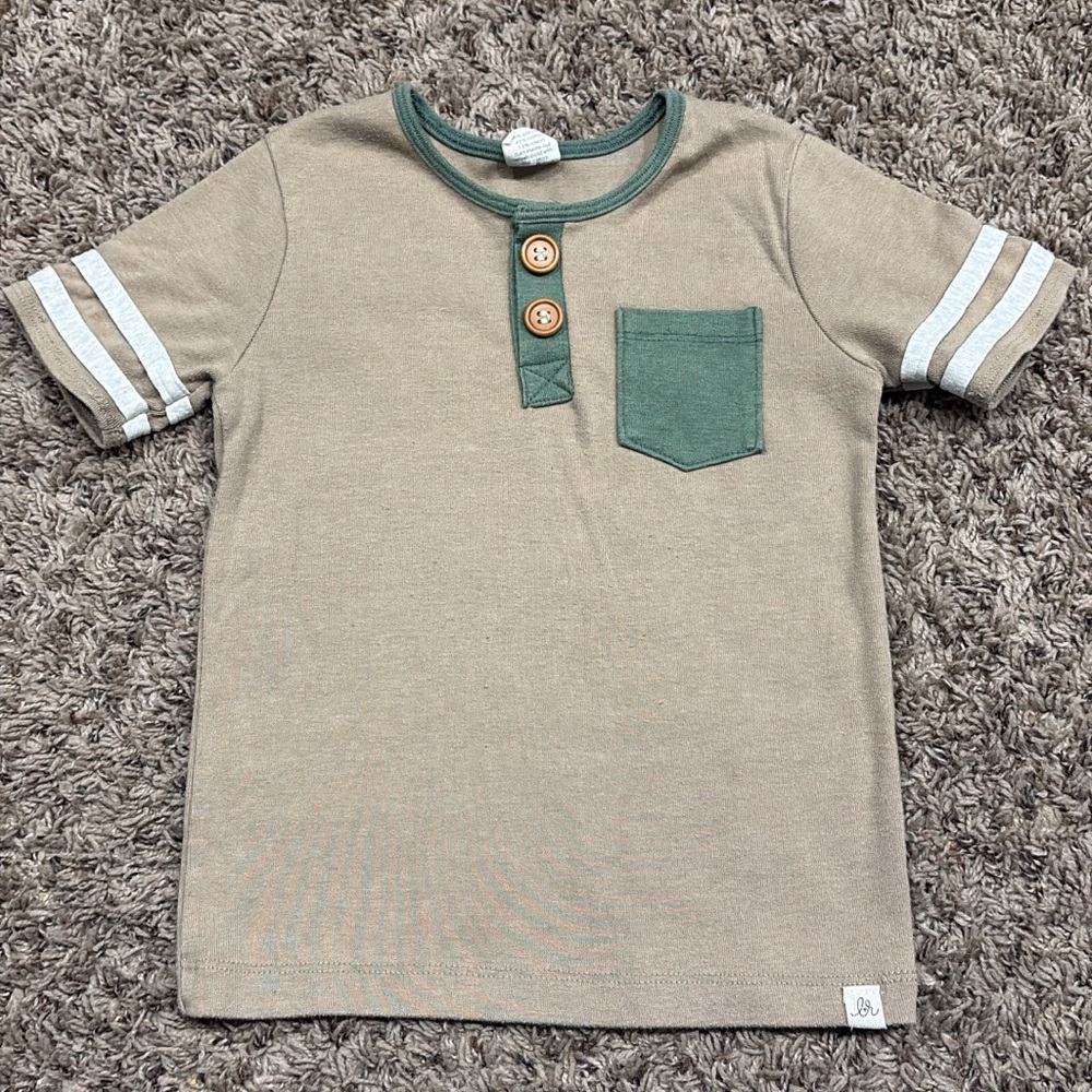 Kids Tan and Green Shirt